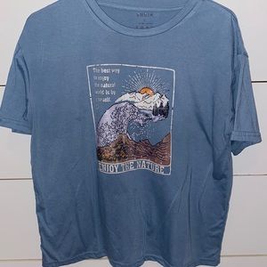 Blue oversized T shirt with design